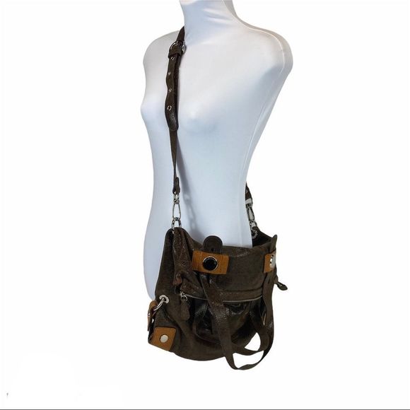 B.Makowsky brown metallic leather tote bag satchel - Picture 15 of 15